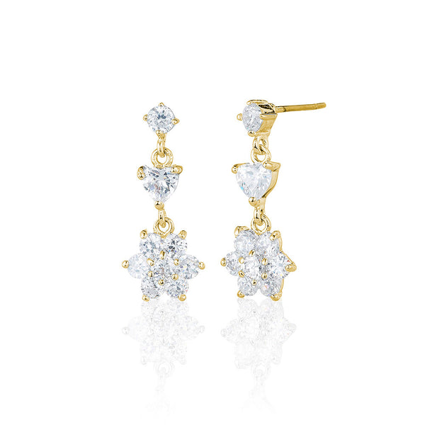 Gold Trilogy Cluster Drop Earrings
