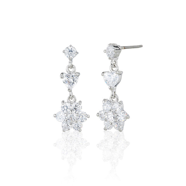 Silver Trilogy Cluster Drop Earrings