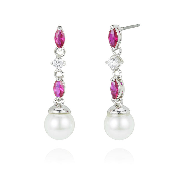 Silver Pearl Drop Drop Stud Earrings