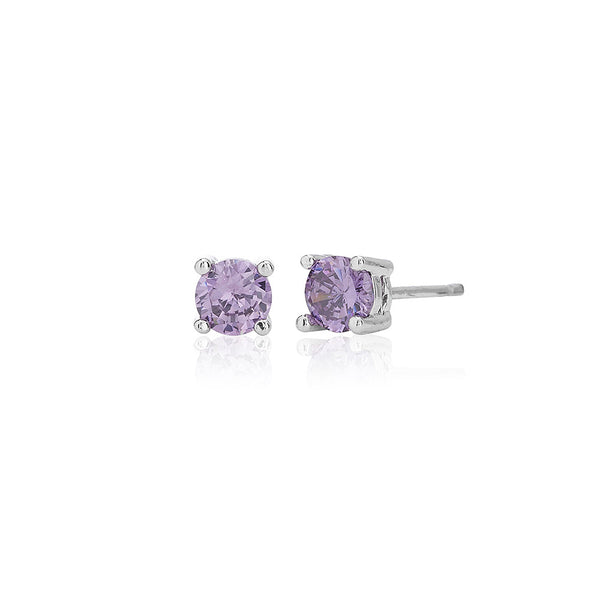 4mm Purple Solitaire Stud Earrings