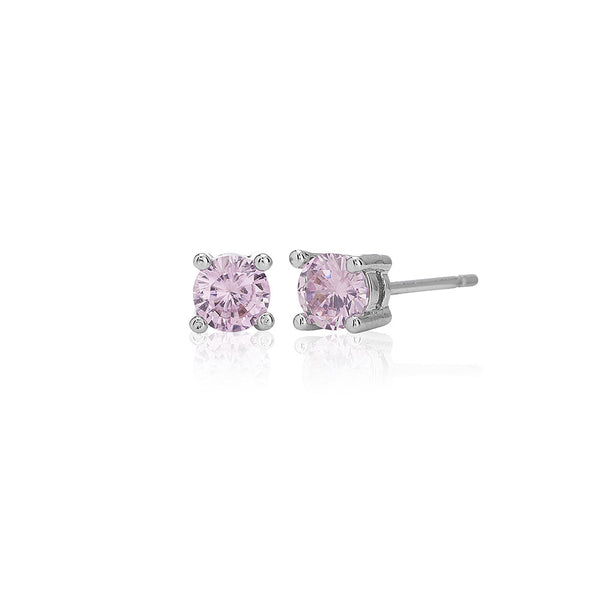 4mm Pink Solitaire Stud Earrings
