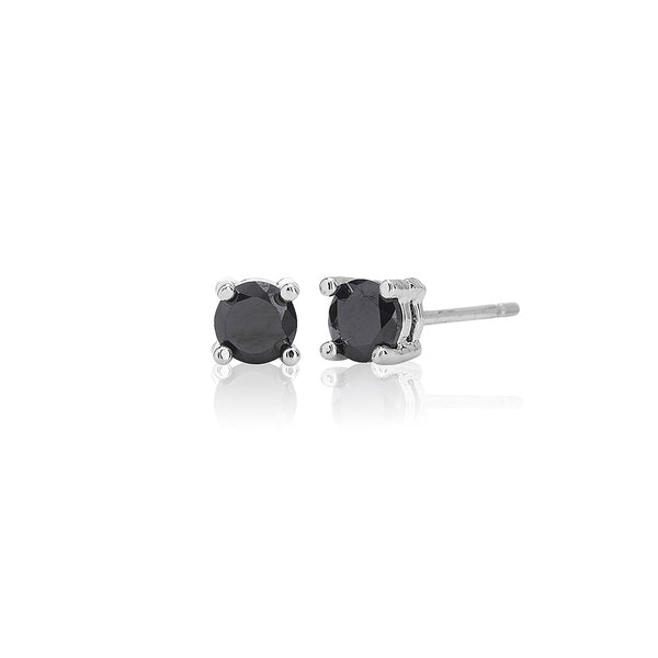 4mm Black Solitaire Stud Earrings