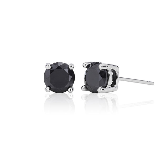 6mm Black Solitaire Stud Earrings