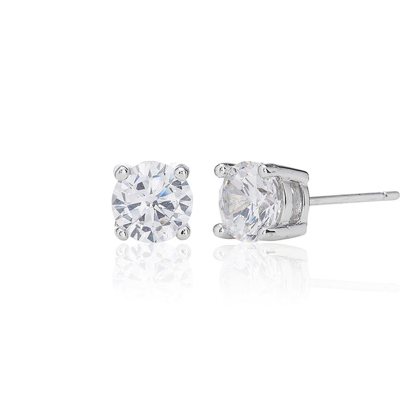 Silver 6mm Solitaire Stud Earrings