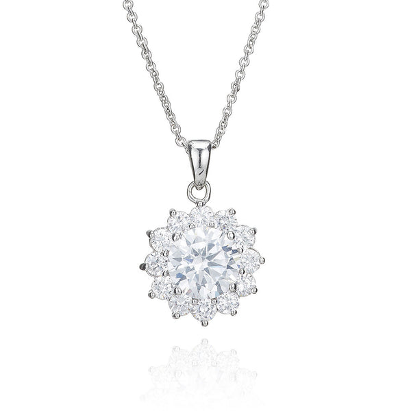 Silver Surround Set Solitaire Pendant