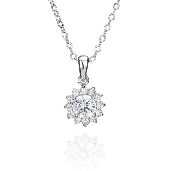 Silver Surround Set 6mm Solitaire Pendant