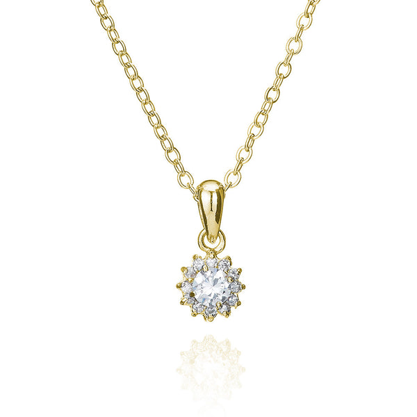 Gold Surround Set 4mm Solitaire Pendant
