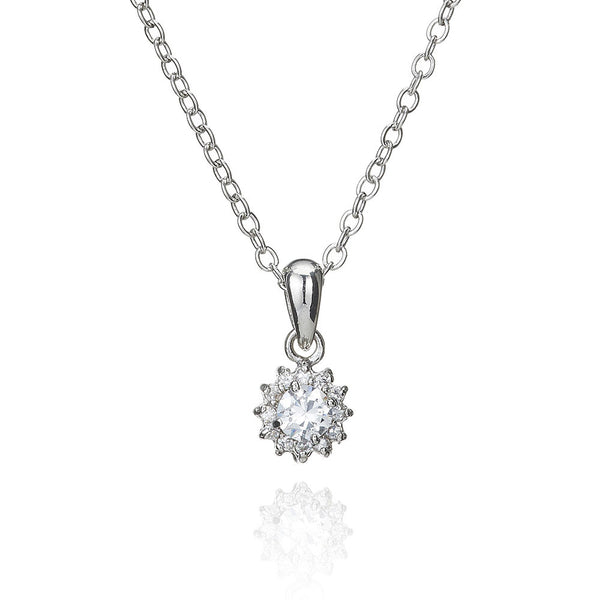 Silver Surround Set 4mm Solitaire Pendant