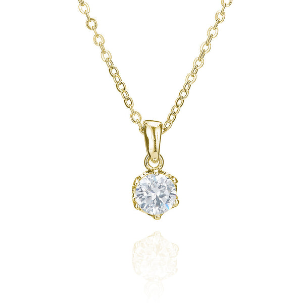 Gold 6mm Solitaire Pendant