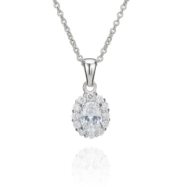 Silver Surround Set Oval Pendant