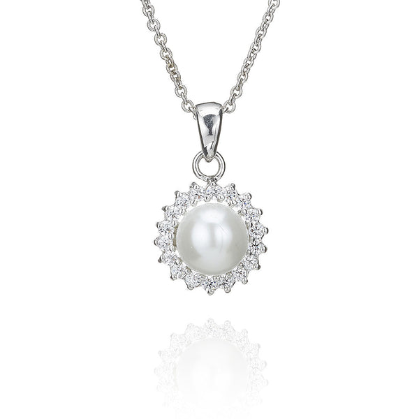Silver Surround Set Pearl Pendant