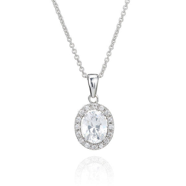 Silver Surround Set Oval Pendant