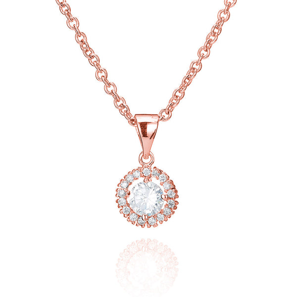Rose Surround Set Solitaire Pendant