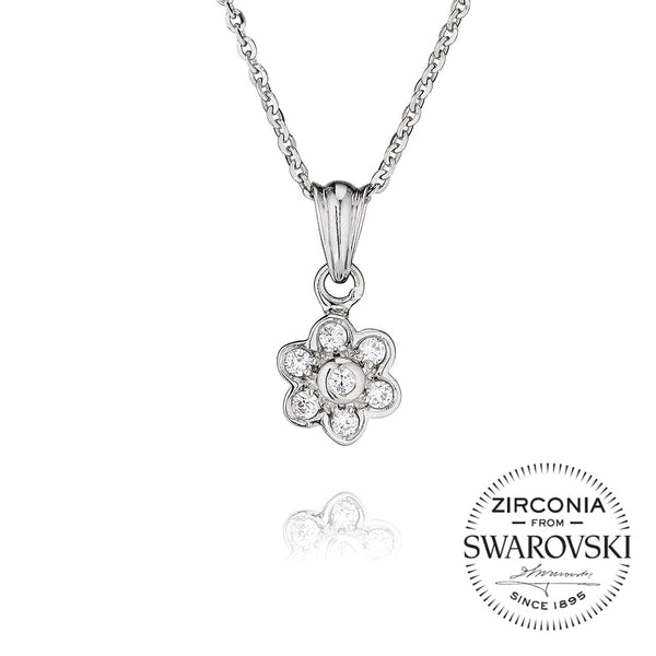 Seven Stone Flower Cluster Pendant Necklace (0.50ct)