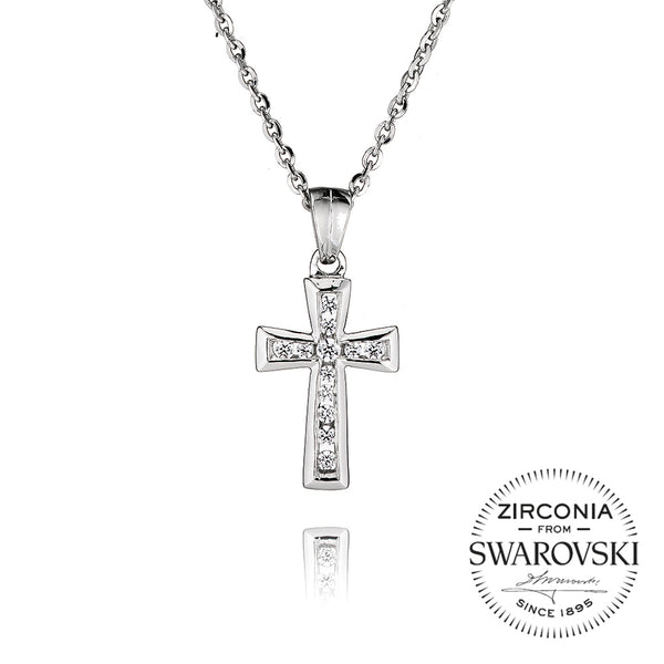Channel Set Cross Pendant Necklace (0.15ct)