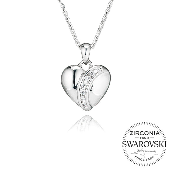 Heart Pendant Necklace With Curved Channel Setting (0.15ct)