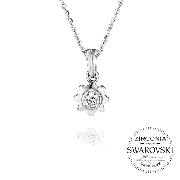 Single Stone Rubover Cog Pendant Necklace (0.25ct)
