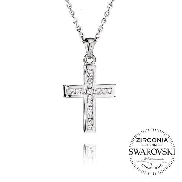 Channel Set Cross Pendant Necklace (0.25ct)