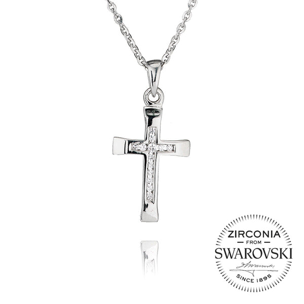 Channel Set Cross Pendant Necklace (0.10ct)