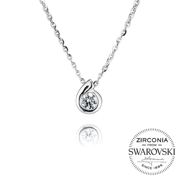Single Stone Rubover Twirl Pendant Necklace (0.25ct)