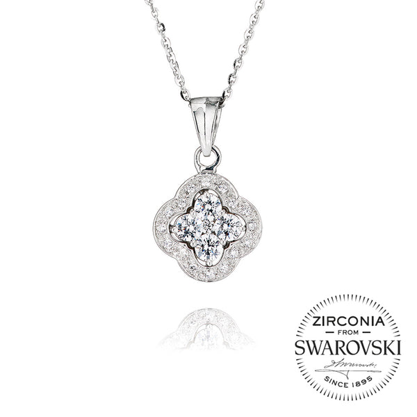 Art Deco Clover Pendant Necklace (0.45ct)