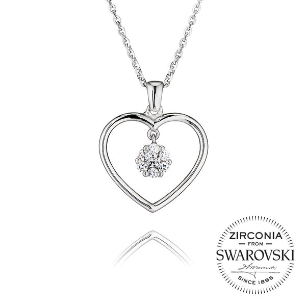 Heart Pendant Necklace With Swinging Cluster (0.25ct)