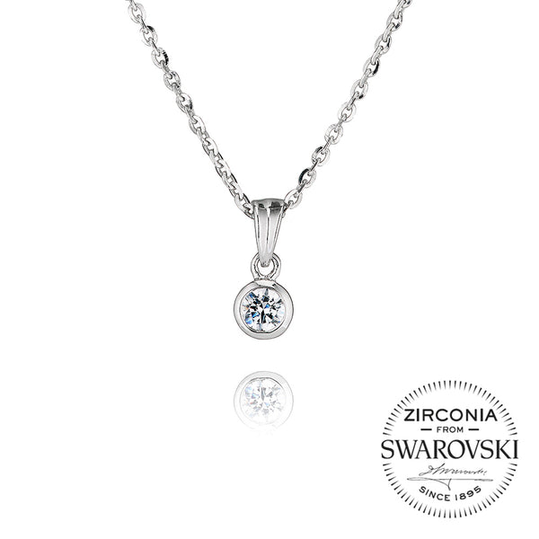 Single Stone Rubover Set Pendant Necklace (0.25ct)