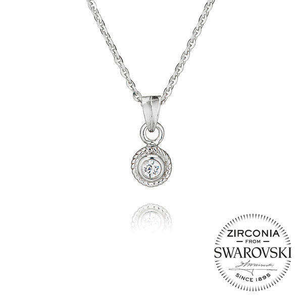 Single Stone Pendant Necklace With Ornate Edge (0.10ct)