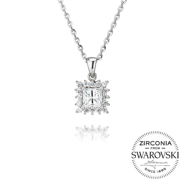 Princess Cut Pendant Necklace With Surround (1.15ct)