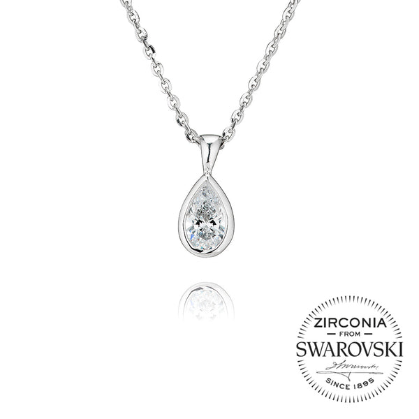 Single Stone, Rubover, Pear Cut Pendant Necklace (0.75ct)