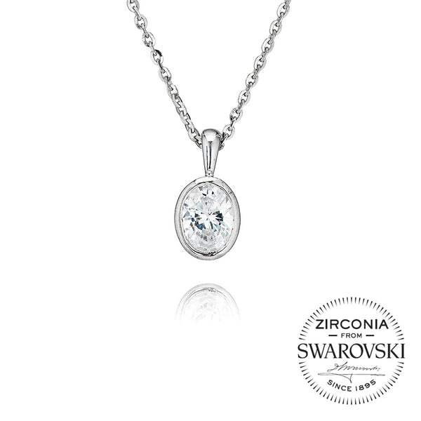 Single Stone, Rubover, Oval Cut Pendant Necklace (1.25ct)