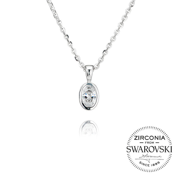 Single Stone, Rubover, Oval Cut Pendant Necklace (0.50ct)