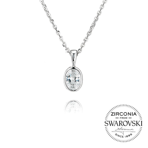 Single Stone, Rubover, Oval Cut Pendant Necklace (0.75ct)
