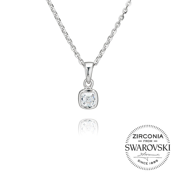 Single Stone Rubover Cushion Pendant Necklace (0.40ct)