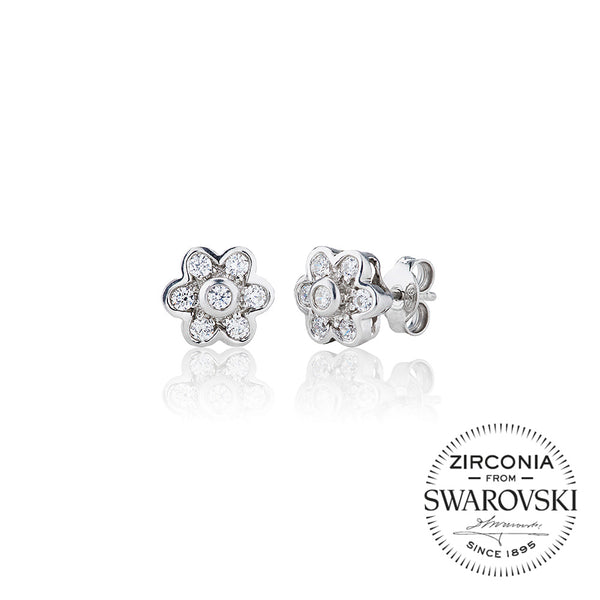 Seven Stone Flower Rubover Stud Earrings (0.50ct)