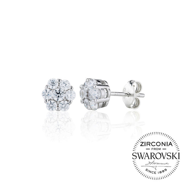 Seven Stone Round Cluster Stud Earrings (1.00ct)