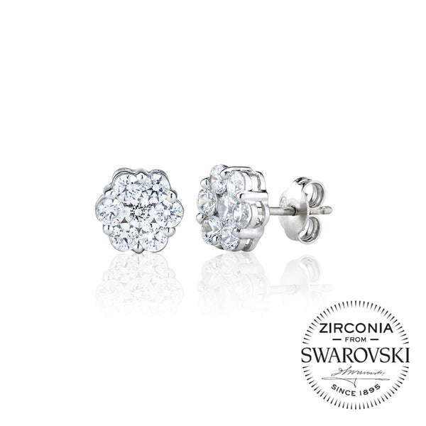 Seven Stone Round Cluster Stud Earrings (0.75ct)