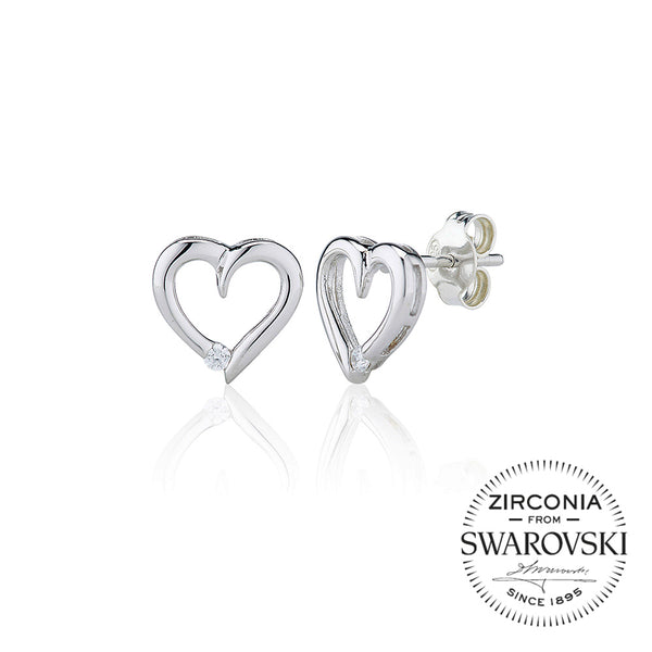 Heart Stud Earrings With A Single Stone (0.10ct)