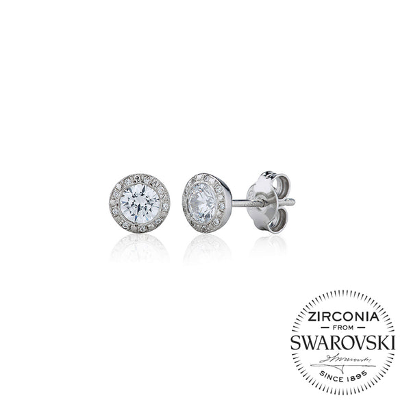 Single Stone Stud Earrings With Pav̩ Surround (0.80ct)