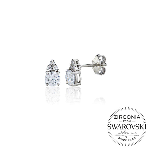 Single Stone Stud Earrings With Trilogy part (1.10ct)