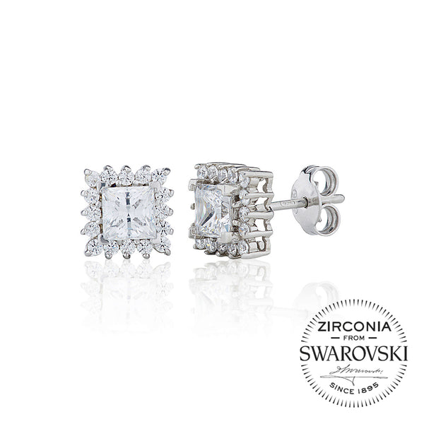Princess Cut Stud Earrings With Surround (2.30ct)