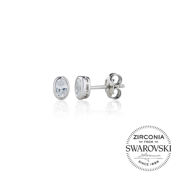 Single Stone Rubover Oval Stud Earrings (0.50ct)