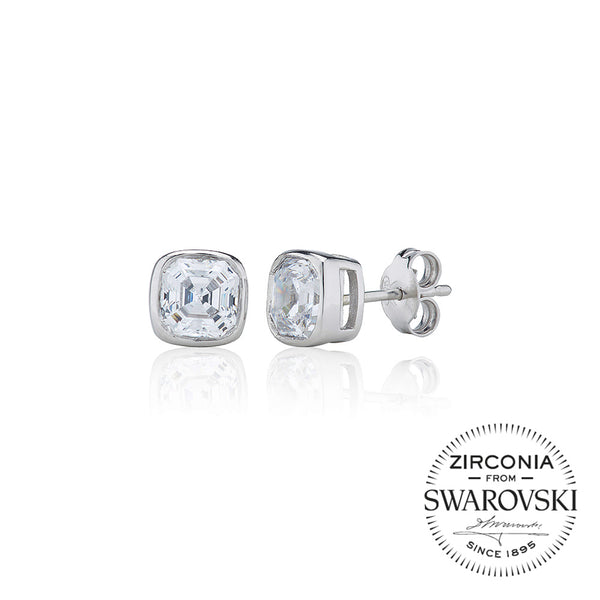 Single Stone Rubover Cushion Stud Earrings (3.00ct)