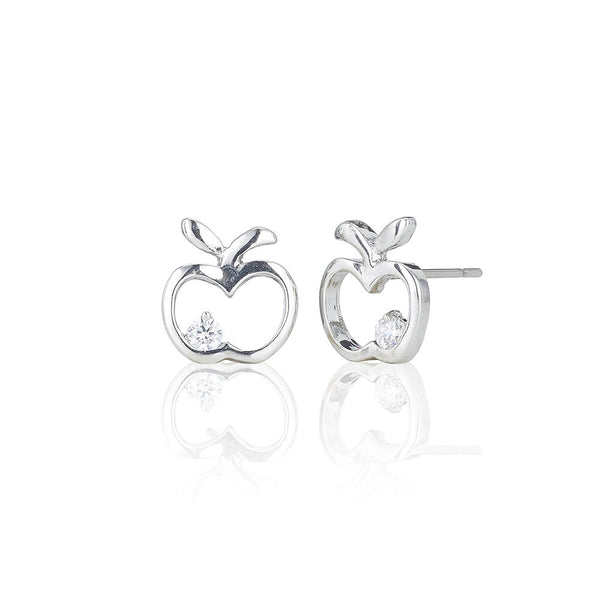 Silver Apple Stud Earrings