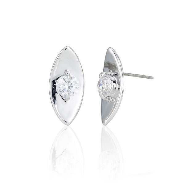 Silver Marquise Shaped Stud Earrings