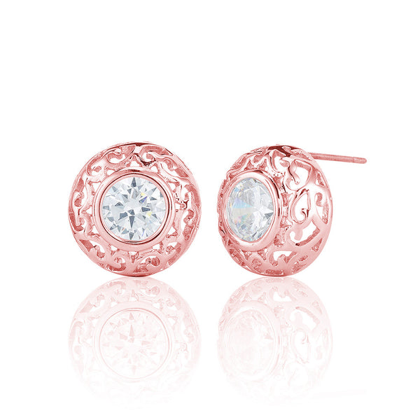 Rose Antique Solitaire Stud Earrings