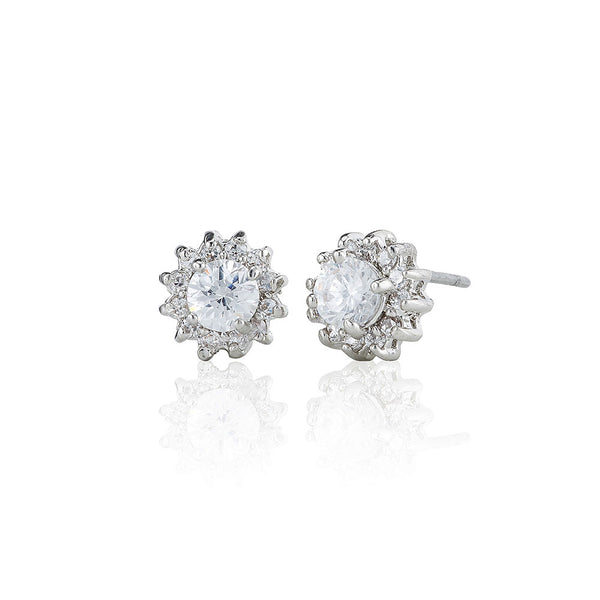 Silver Small Surround Set Stud Earrings