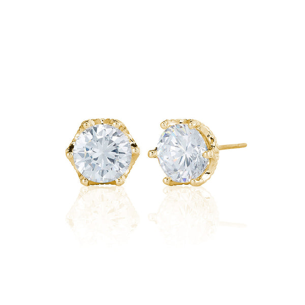 Gold 8mm Solitare Stud Earrings