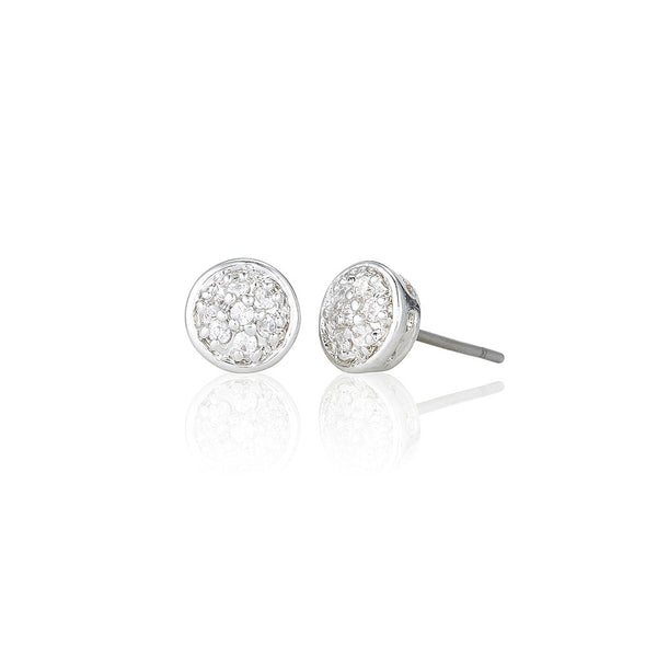 Silver 6mm Round Cluster Stud Earrings