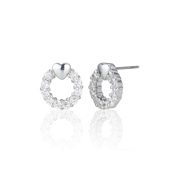 Silver Halo Stud Earrings